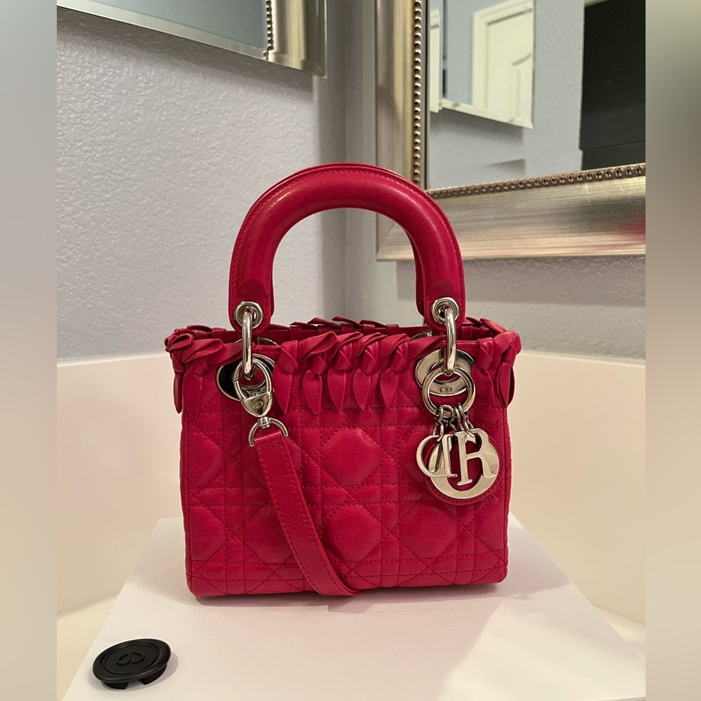 🎀Christian Dior Lady Dior Bag Bow Cannage Quilt Lambskin LIMITED EDITION - Picture 1 of 17
